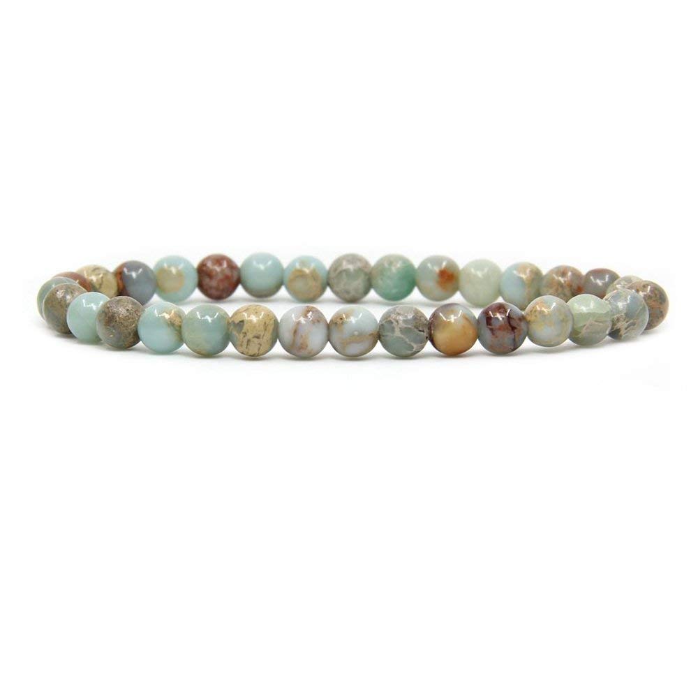 Natural Serpentine Gemstone 6mm Round Beads Stretch Bracelet 7 Unisex