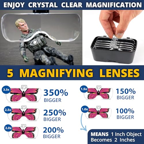 Vision Aid Magnifying Glasses with LED Light, 5 Lenses, Headband, Storage Case | Hands Free Lighted Head Mount Magnifier f...