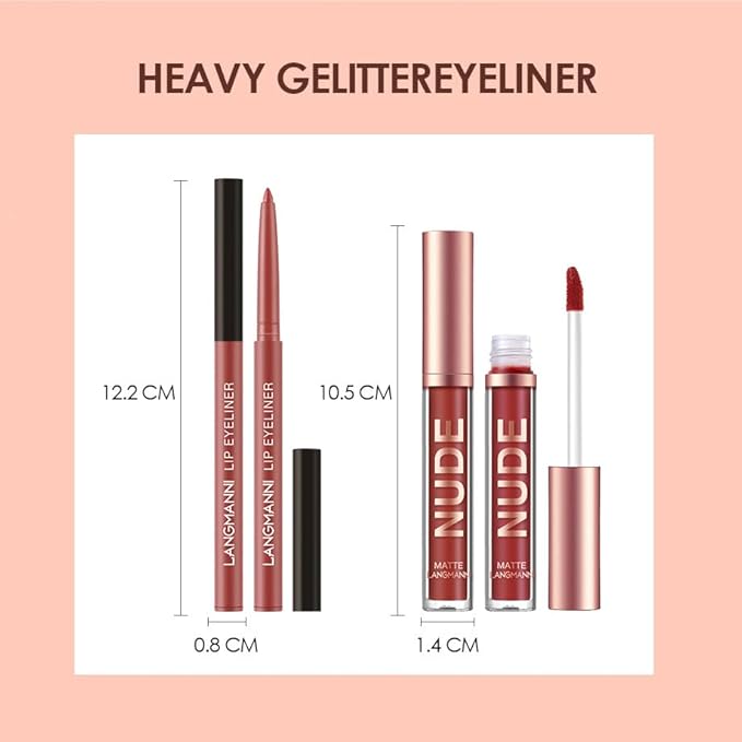 BONNIE CHOICE 12Pcs Matte Liquid Lipstick + Lip Liner Pens Set, 6 Matte Lipstick With 6 Matching Smooth Lipliner Waterproof Long Lasting 24 Hour Lip Gloss Makeup Christmas Day Gifts for Women