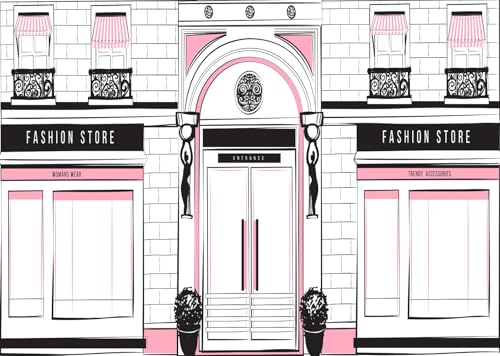 Loccor 7x5ft Fabric Fashion Clothing Store Backdrop Cartoon Pink Shopping Mall Photography Background for Sweet Girl Lady ...