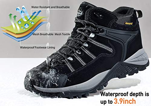 wantdo Men's Winter Waterproof Ankle-High Hiking Boots Lightweight Non-Slip Outdoor Shoes