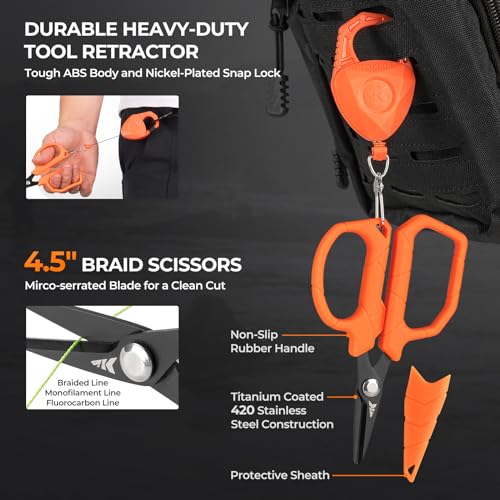 KastKing SteelStream 8pc Fishing Tool Kit - Fishing Pliers with Lanyard, Fillet Knife, Floating Fish Lip Gripper, Fishing ...