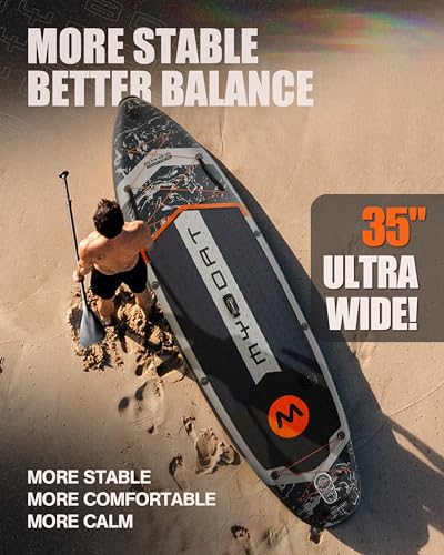 MYBOAT 11'6"×34"×6" Extra Wide Inflatable Paddle Board, Stand Up Paddle Board for Fishing, Sup Board with 3 Removable Fin...