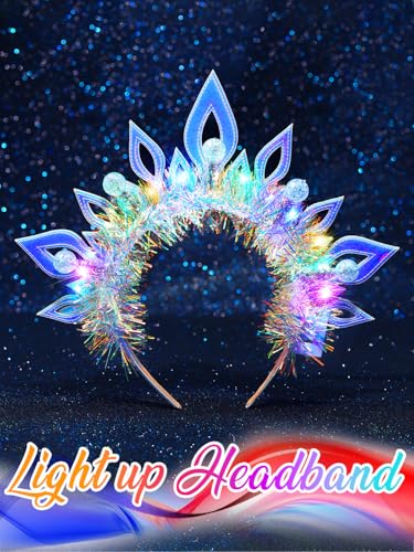 Urieo Christmas Light Up Headband LED Halo Headbands Holiday Hair Accessories for Women