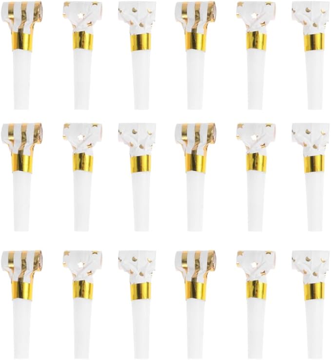 Angoily Party Blowers for Kids, 30pcs Party Blowers Noisemakers, Creative Whistles Gold Hot Stamping Noisemakers Portable ...