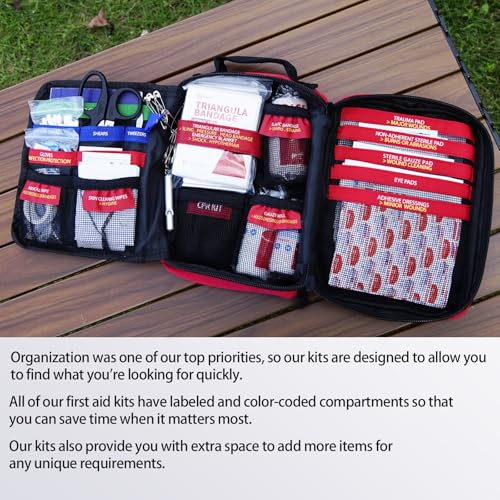 First Aid Kits - Compact First Aid Kit with Labelled Compartments Molle System Premium Emergency Kits for Home, Office, Ca...