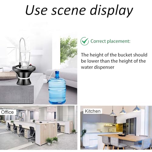 Drinking Water Dispenser Pump, Automatic Electric Drinking Water Bottle Pump for 2-5 Gallon Water Jugs, USB Rechargeable w...