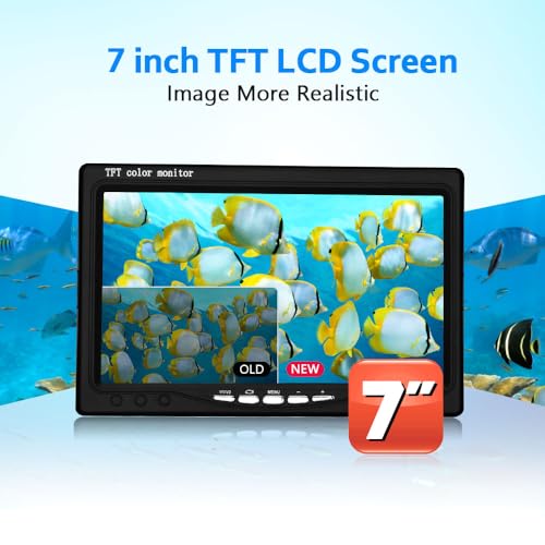 Underwater Fishing Camera with 7 Inch LCD Monitor, HD 1000 TVL Portable Fish Finder, 30Pcs Adjustable LED White Lamp Ligh...