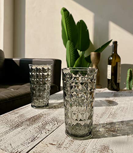 KLIFA- CUPID- 16 & 21 ounce, Set of 8, Acrylic Drinking Glasses, Tumbler Highball Glass Set, BPA-Free, Stackable Plastic D...