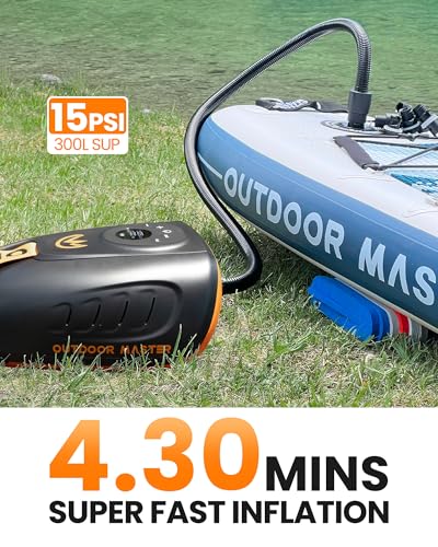 OutdoorMaster 25PSI High Pressure 74Wh Rechargeable SUP Air Pump Electric ORCA PRO - Auto-Off & Deflation Function, Batter...