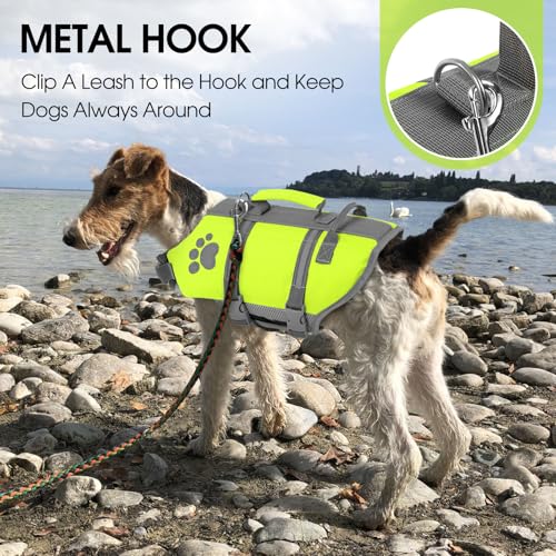 Queenmore Dog Life Vest for Swimming, Ripstop Dog Life Jacket Large, Floating Life Vest for Dogs Large Breed with Handle, ...