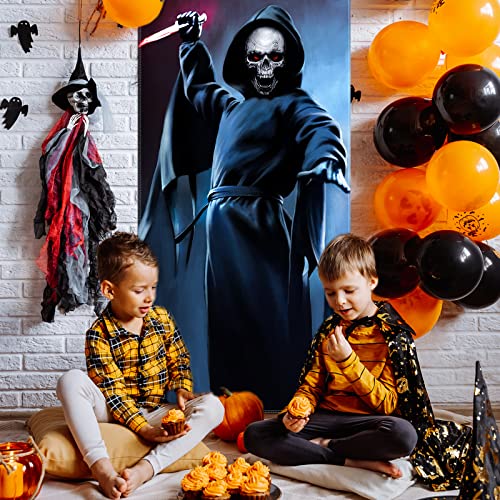 CCINEE Halloween Banner Backdrop Decorations Fabric Window Scary Door Cover Horror Killer Creepy Scary Skeleton Decoration...