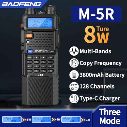 BAOFENG UV-5R Ham Radio Handheld 8W Upgrade UV5R Long Range Walkie Talkies Rechargeable 3800mAh M-5R 5RX Two Way Radio with USB-C Charger,Tactical Antenna for Hunting Survival Gear,2 Pack