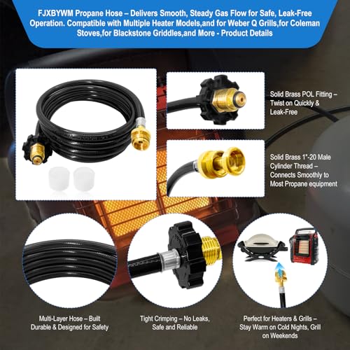 F273704 10FT Propane Hose for Heater Buddy Series Assembly, Fits Big Buddy,Little Buddy Etc,Heater Propane Hose with POL F...