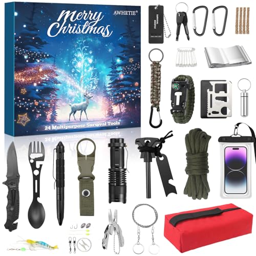 AWHETIE Survival Kit Advent Calendar 2025 Adult Teen,24 Days Christmas Countdown Advent Calendar for Men,Cool Gadgets 2025...