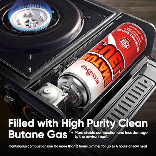 Spozer Butane Refill Canisters 227g (8oz) Premium Butane Fuel for Camping Stoves & Kitchen Torches – Portable Gas Canister...