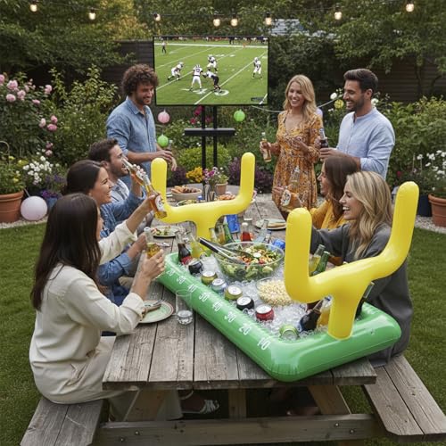 Inflatable Football Stadium Cooler Set, 2-Piece Football Ice Buffet Serving Bar for Food & Drinks, Tailgate Party Supplies...