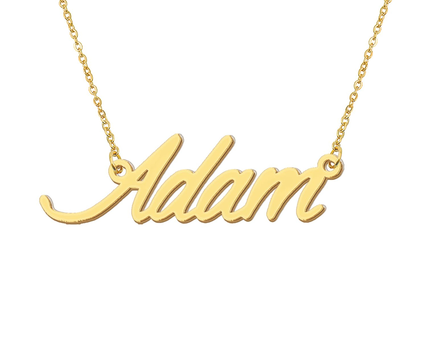 Aoloshow 18k Gold Plated Adam Name Necklace Stainless Steel Mens Nameplate Jewelry for Best Friend
