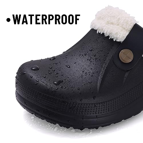 Beslip Classic Fur Lined Clogs Waterproof Winter Fuzzy Slippers for Women Men Indoor and Outdoor