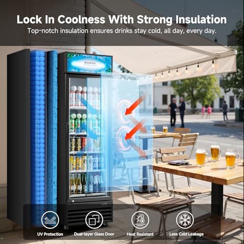 BODEGACOOLER Beverage Refrigerator and Cooler, Commercial Refrigerators with 4 shelves, Commercial Fridge with Soft LED Li...