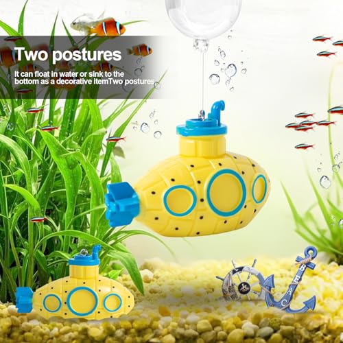 CousDUoBe 2.1 in Mini Floating Submarine Fish Tank Decoration Set，Cute Retro Submarine Set and Floating Diver,Aquarium Dec...