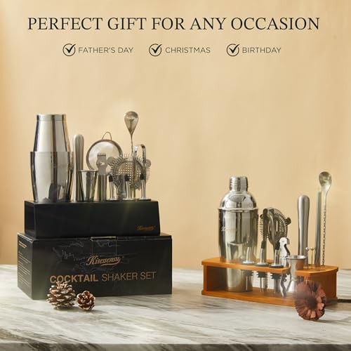 KITESSENSU Boston Shaker Set Mixology Bartender Kit | Premium Cocktail Shaker Kit with Stand Professional Home Bar Tools A...