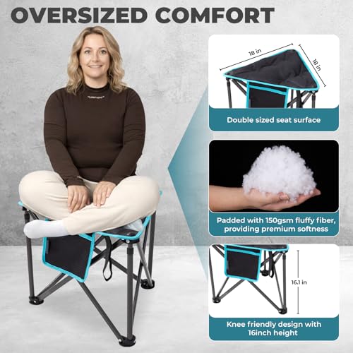 FUNDANGO Folding Tripod Stool, Lightweight Portable Fishing Chair with Thick Padded Seat, 440 Lbs Heavy Duty Outdoor Campi...