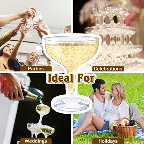 KYAPCK 100 Pcs Plastic Champagne Coupe Glasses for Parties, 5 oz Disposable Champagne Glasses Unbreakable Acrylic Martini ...