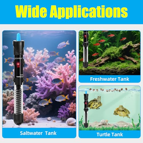 AQUANEAT Aquarium Heater, 25W Fish Tank Heater, Adjustable Submersible Water Thermostat with Thermometer
