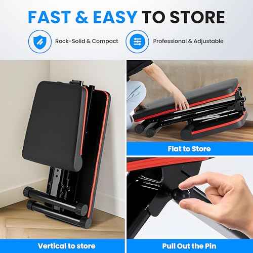 Adjustable Weight Bench 795LB Capacity Foldable Workout Bench Press for Home Gym, Full Body Exercise and Strength Training, Lifting Sit-up Incline Decline Flat Utility Bench, 2 Sec Fast Folding