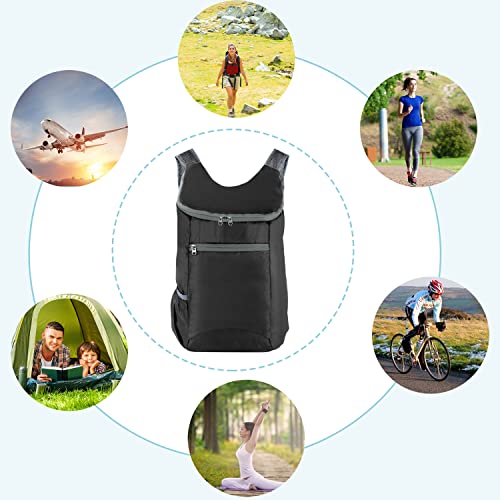 15 L Ultralight Packable Backpack, Black Travel Foldable Backpack Lightweight Collapsible Day Packs for Camping Hiking Out...