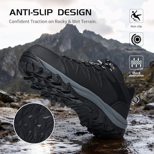 MENYBAN Waterproof Hiking Shoes Men Non-Slip Grip Ankle Support, Fashion Sneakers Tennis Walking Shoes Durable Comfort for...