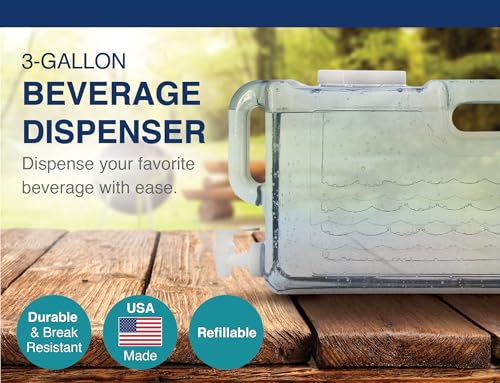 Arrow Home Products 3 Gallon Drink Dispenser for Fridge - Plastic Beverage Dispenser with Spigot for Easy Dispensing - BPA...