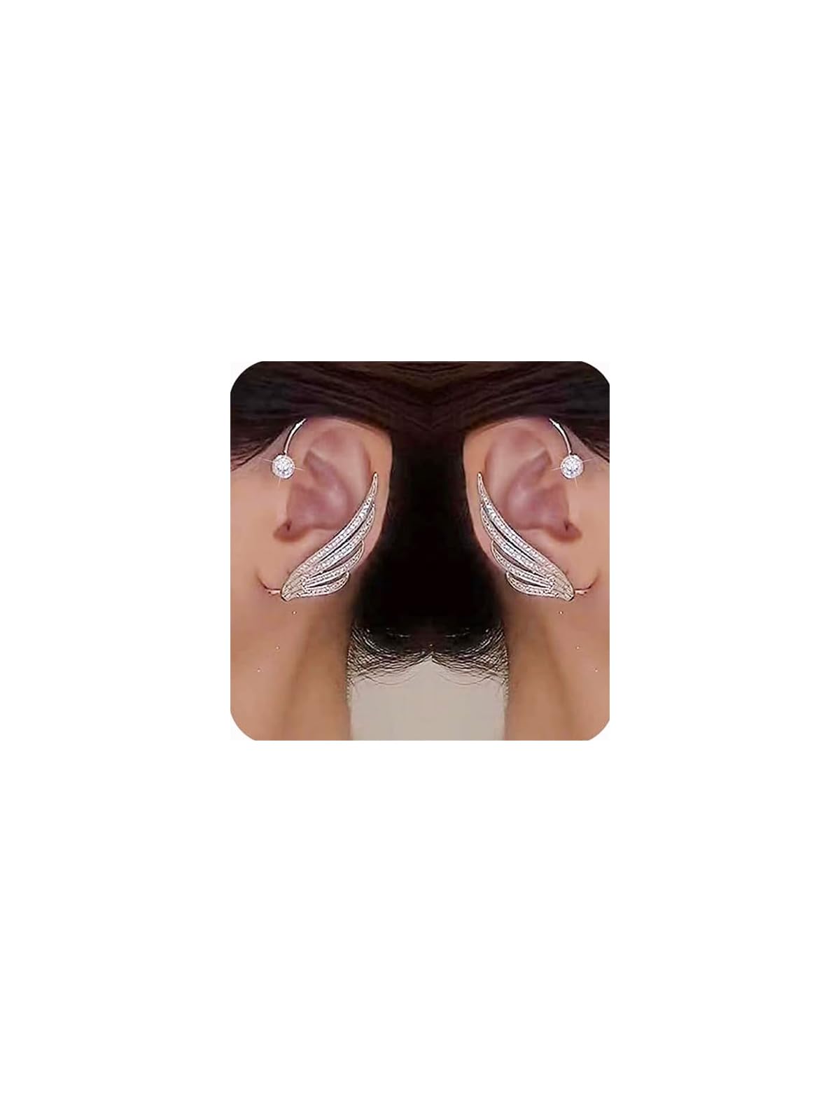 YRlilicc Sparkling Rhinestone Angel Wing Ear Cuffs Non-Piercing Earrings Glitter Iced Out Crystal Angel Wings Cartilage Climber Ear Wrap Prom Party Festival Ear Jewelry for Women (Wing Style 1)