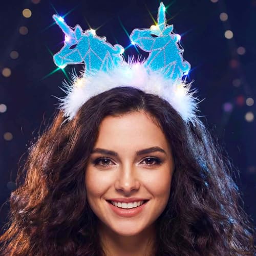 JAKAWIN Light Up Headband Glowing Headpiece Costume Hair Accessories for Women