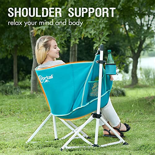 Portal Hammock Camping Chair Folding Rocking Chair Portable Swinging Chair with Cup Holder for Outdoor Lawn Backyard Patio...