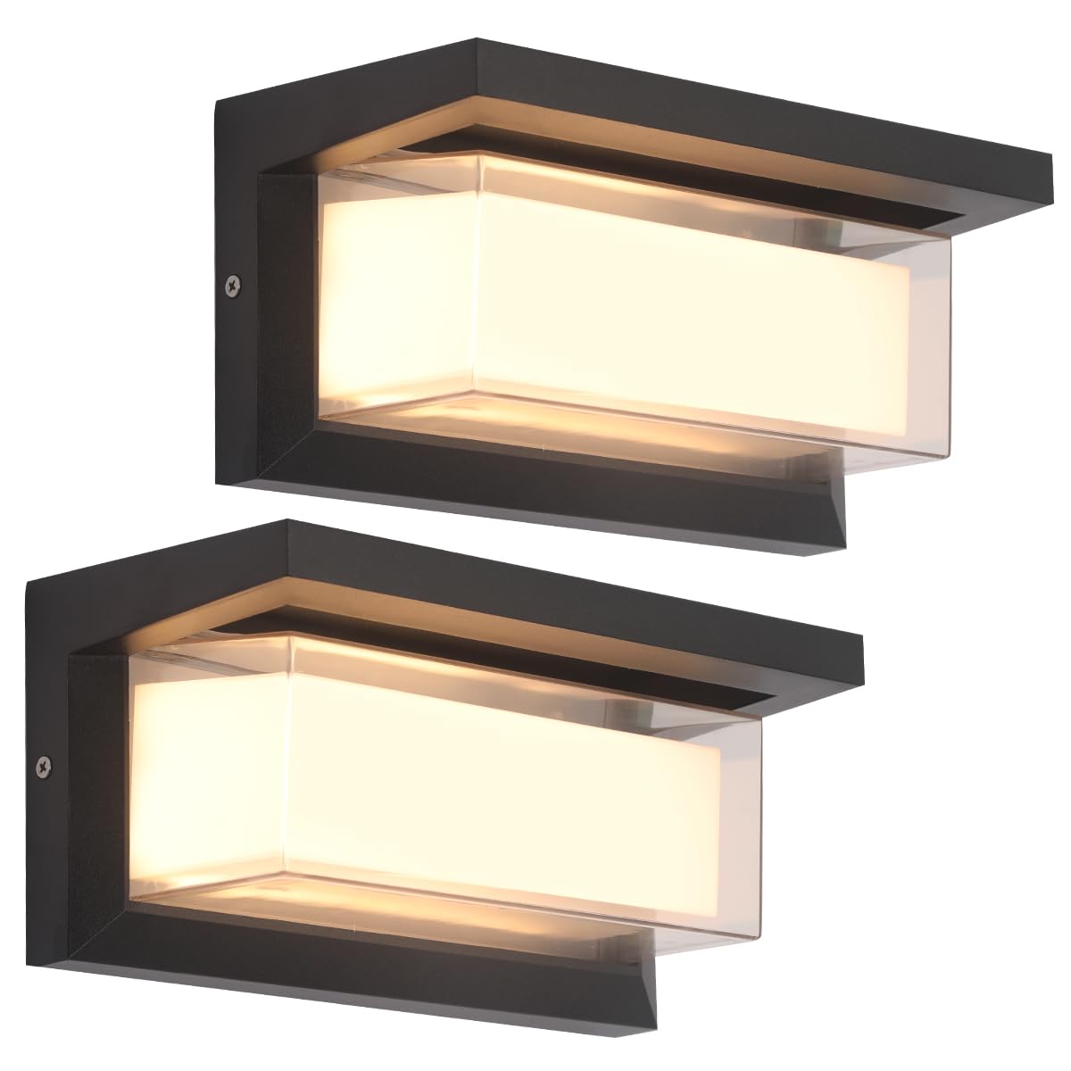 Outdoor Wall Lights Exterior/Interior,Modern Outdoor Porch Lighting Fixtures,15%-100% Dimmable,3CCT 3000K/4000K/6500K,24W Exterior Waterproof Lanterns,Matte Black Indoor Wall Sconce Art Lights 2 Pack