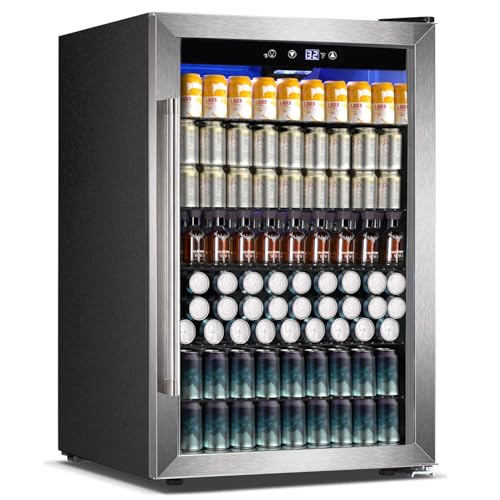 COWSAR 4.5 Cu.Ft Wine Fridge 37 Bottle, ETL Approved Freestanding Wine Cooler 145 Can Beverage Refrigerator with Stainless...
