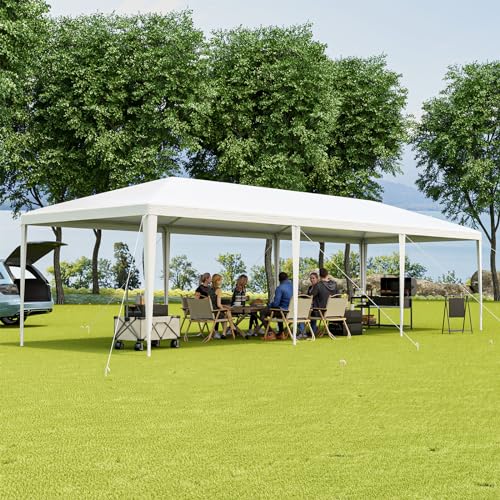Tangkula Heavy Duty Party Tent - 10x30 Ft White Event Tent with 6 Sidewalls & 2 Zippered Doors, Ideal for Outdoor Wedding...