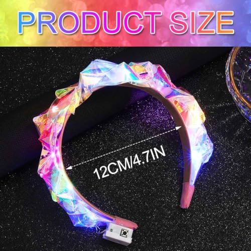 GORTIN Light up Headband LED Neon Headpiece Mardi Gras Rave Costume Hair Accessories for Women