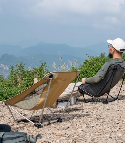 iClimb 1 Solo Mini Folding Table and 1 Low Folding Chair Bundle, Ultralight Compact for Single Adult Outdoor Backpacking C...