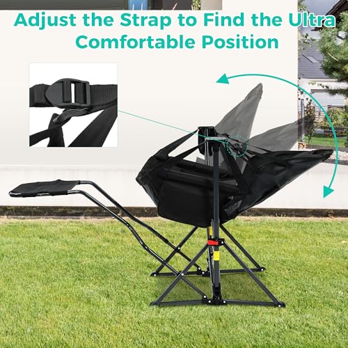 Ainfox Hammock Camping Chair with Footrest, Foldable Portable Rocking Chairs for Adults Outside Swinging Camp with Cup Hol...