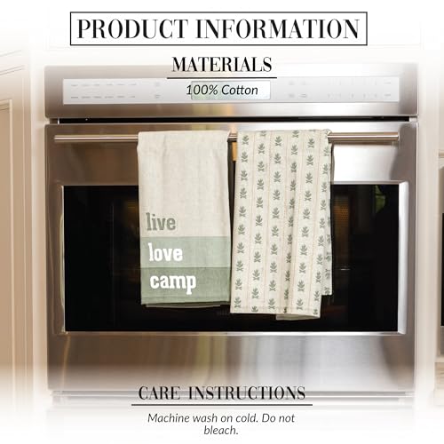 Pavilion Gift Company - Live Love Camp - Tea Towel Set of 2 Woodsy Outdoorsy Adventure Cabin Camping Camper Camp RV Tent