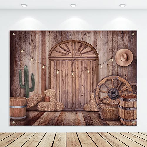 Cowboy Decorations Backdrop Western Party Decorations Rustic Background Banner Props Barn Farm Wild West Party Backdrop Vi...