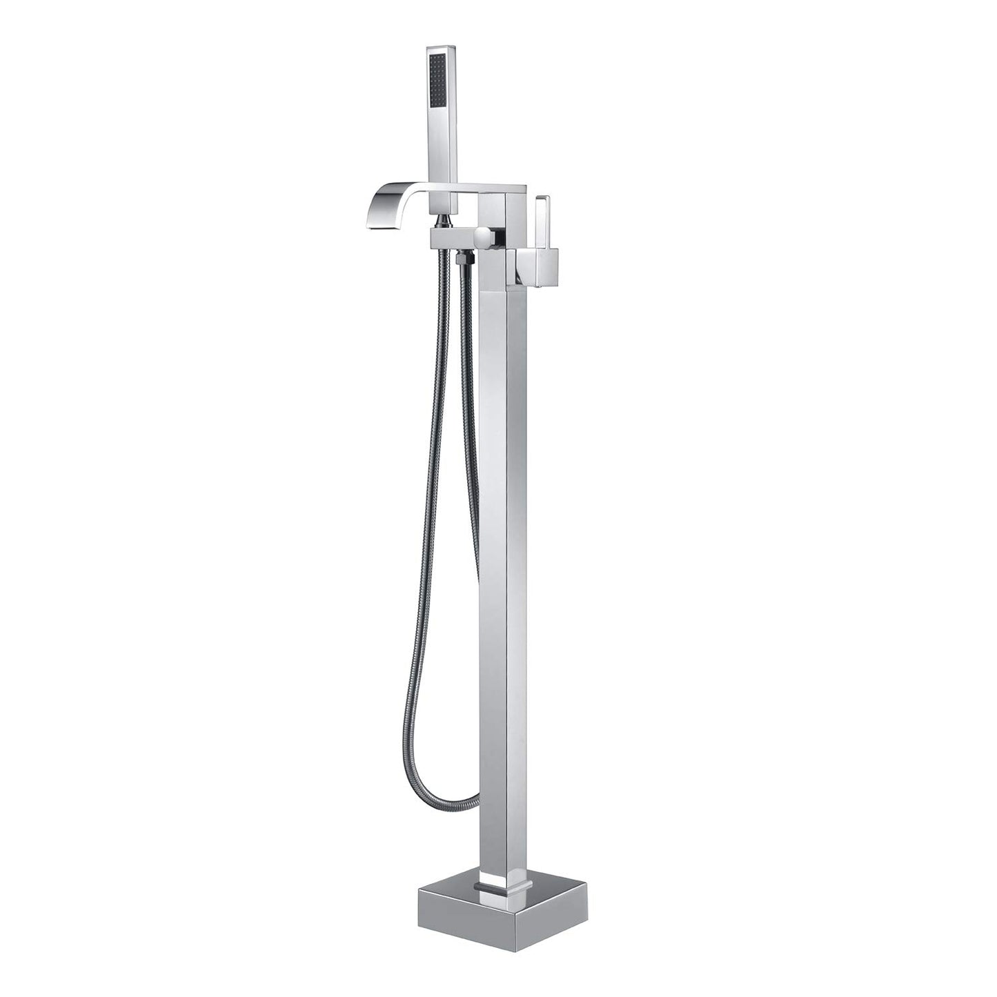 Artiqua Freestanding Bathtub Faucet Tub Filler Faucets Chrome Floor Mount Brass Single Handle with Hand Shower