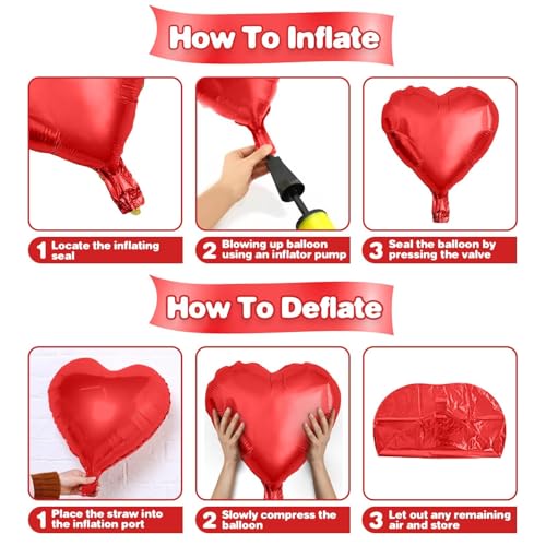 Pink Red Heart Balloons,12Pcs 18 Inch Light Pink Foil Love Heart Shaped Balloons for Valentines Day Birthday Wedding Engag...