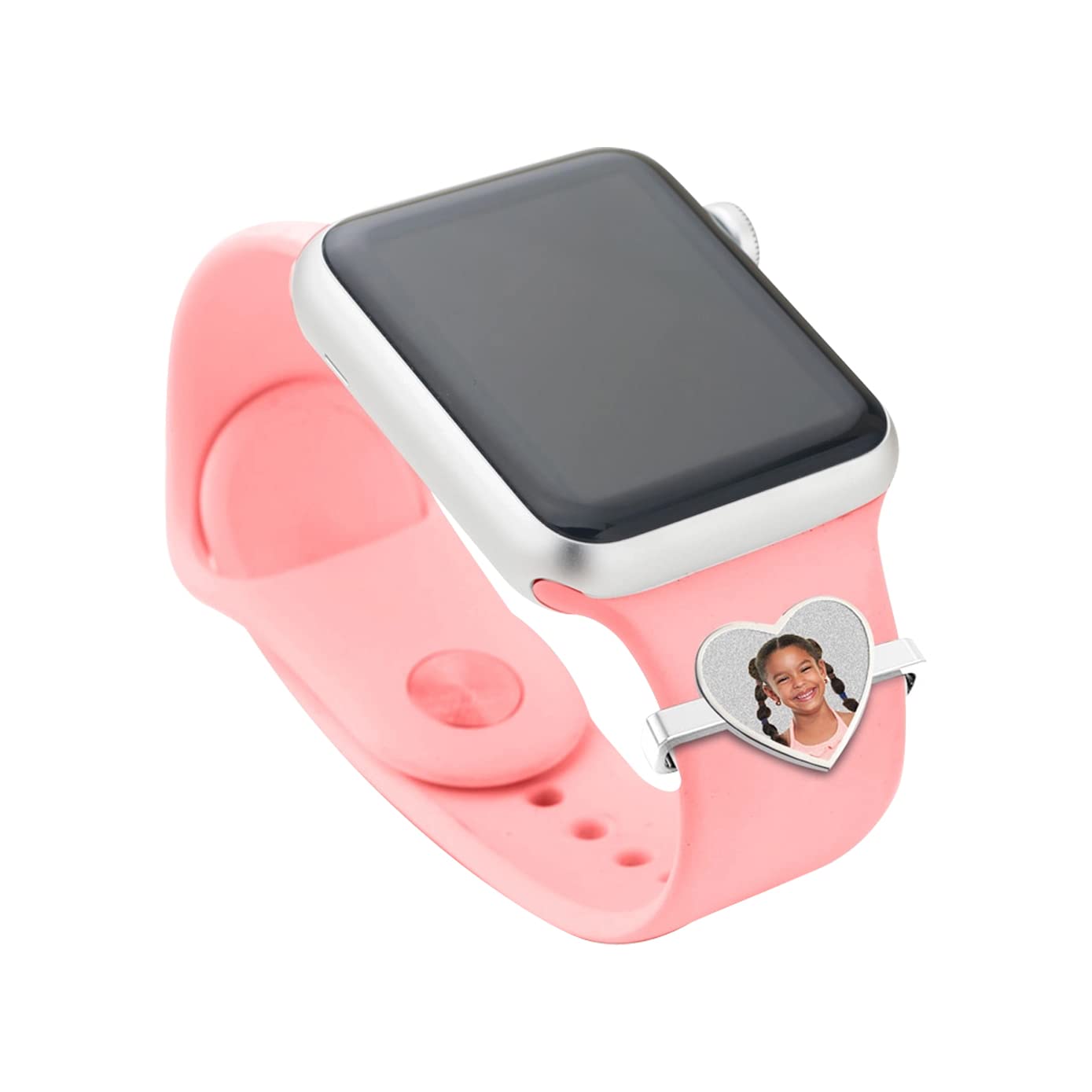 PicturesOnGold.com Smart Watch Photo Charm in Stainless Steel Heart Shape