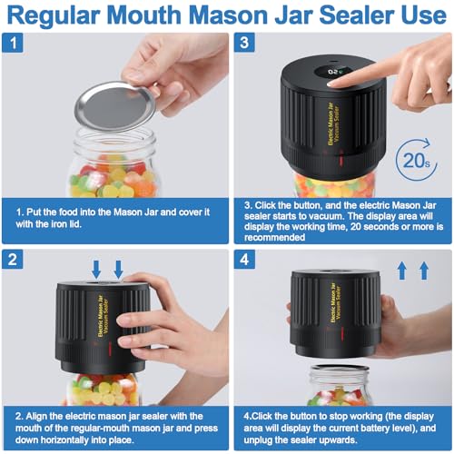 LOVE MOMENT Electric Mason Jar Vacuum Sealer Kit for Wide Mouth and Regular Mouth Mason Jars