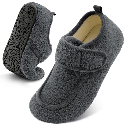 BARERUN Womens Mens Slippers Diabetic House Slippers for Women Men Wide Indoor Slip on Barefoot Adjustable Orthopedic Neur...