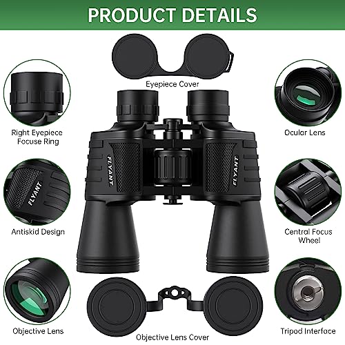 20x50 High Powered Binoculars for Adults, Waterproof Compact Binoculars with Low Light Vision for Bird Watching Hunting Ca...